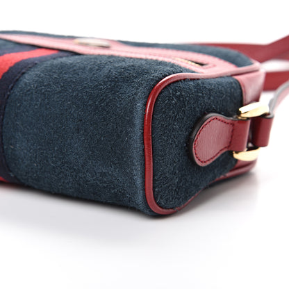 Gucci Suede Calfskin Web Mini Ophidia Shoulder Bag New Blue Romantic Cherry 9 of 13
