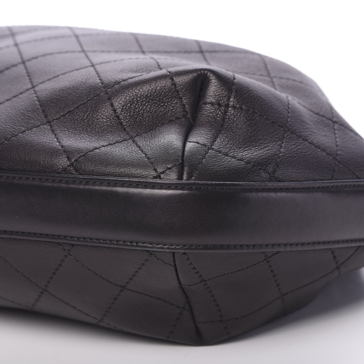 Calfskin Stitched Small Paris Rome Drawstring CC Bag Black