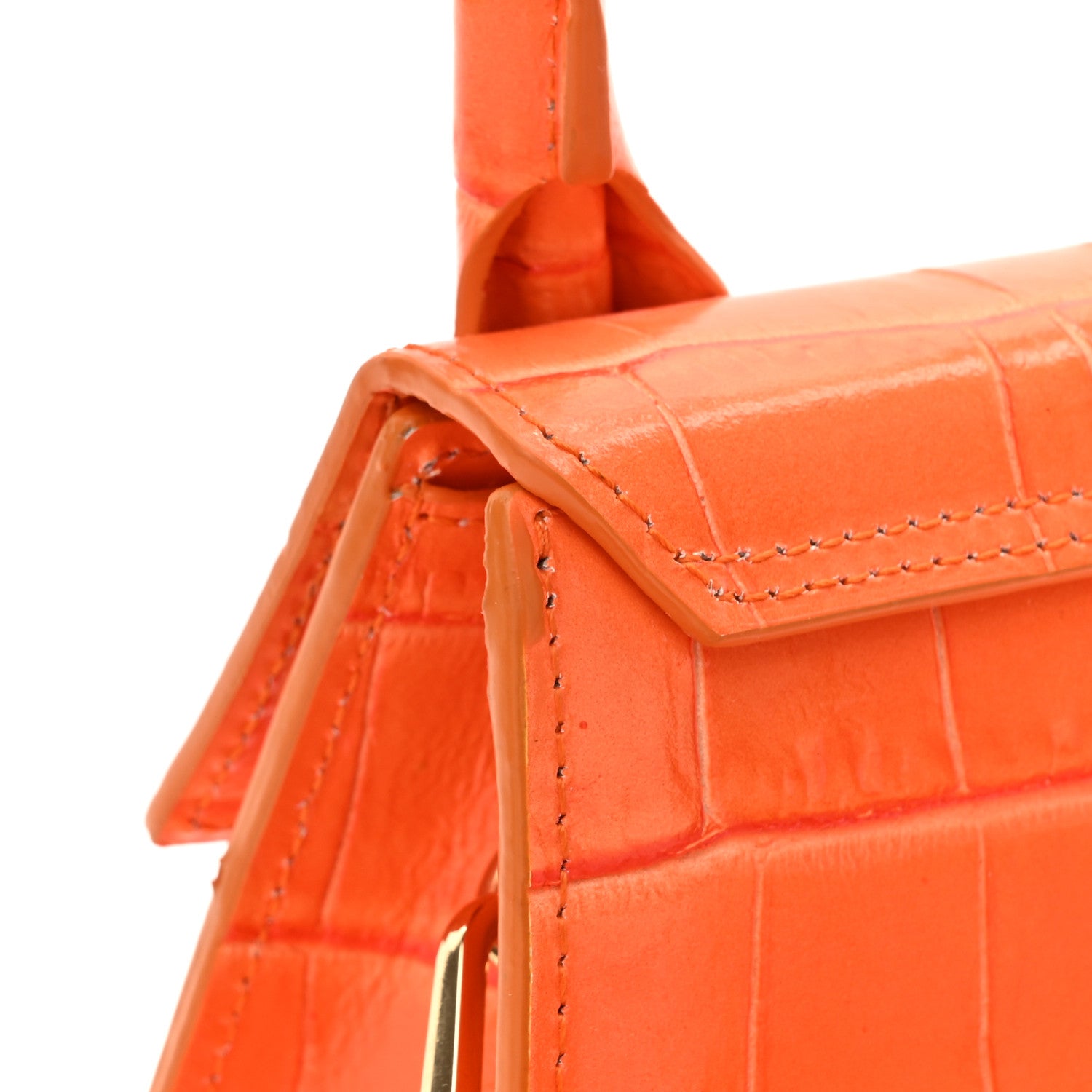 Jacquemus Calfskin Crocodile Embossed Le Chiquito Orange 12 of 16