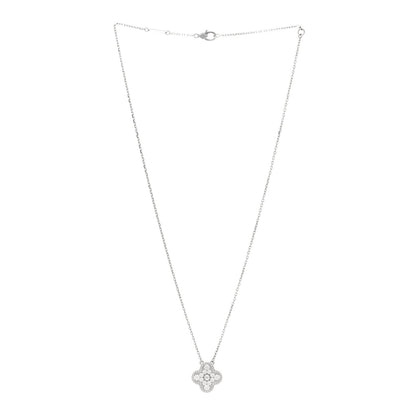 Van Cleef & Arpels 18K White Gold Diamond Vintage Alhambra Pendant Necklace 5 of 9