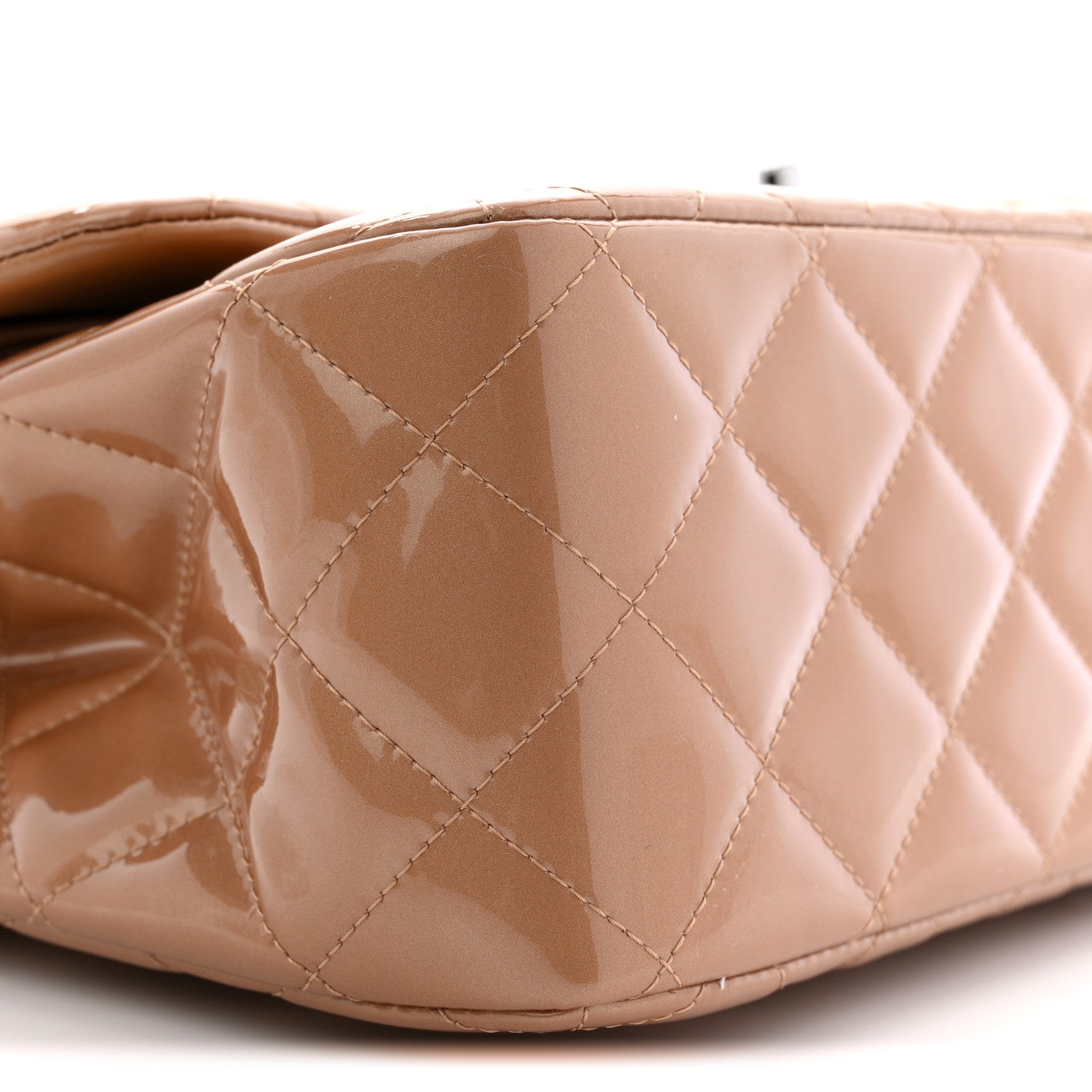 Chanel Patent Quilted Jumbo Double Flap Light Brown 9 of 11
