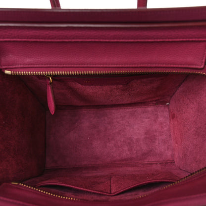 Celine Drummed Calfskin Micro Luggage Plum 5 of 11
