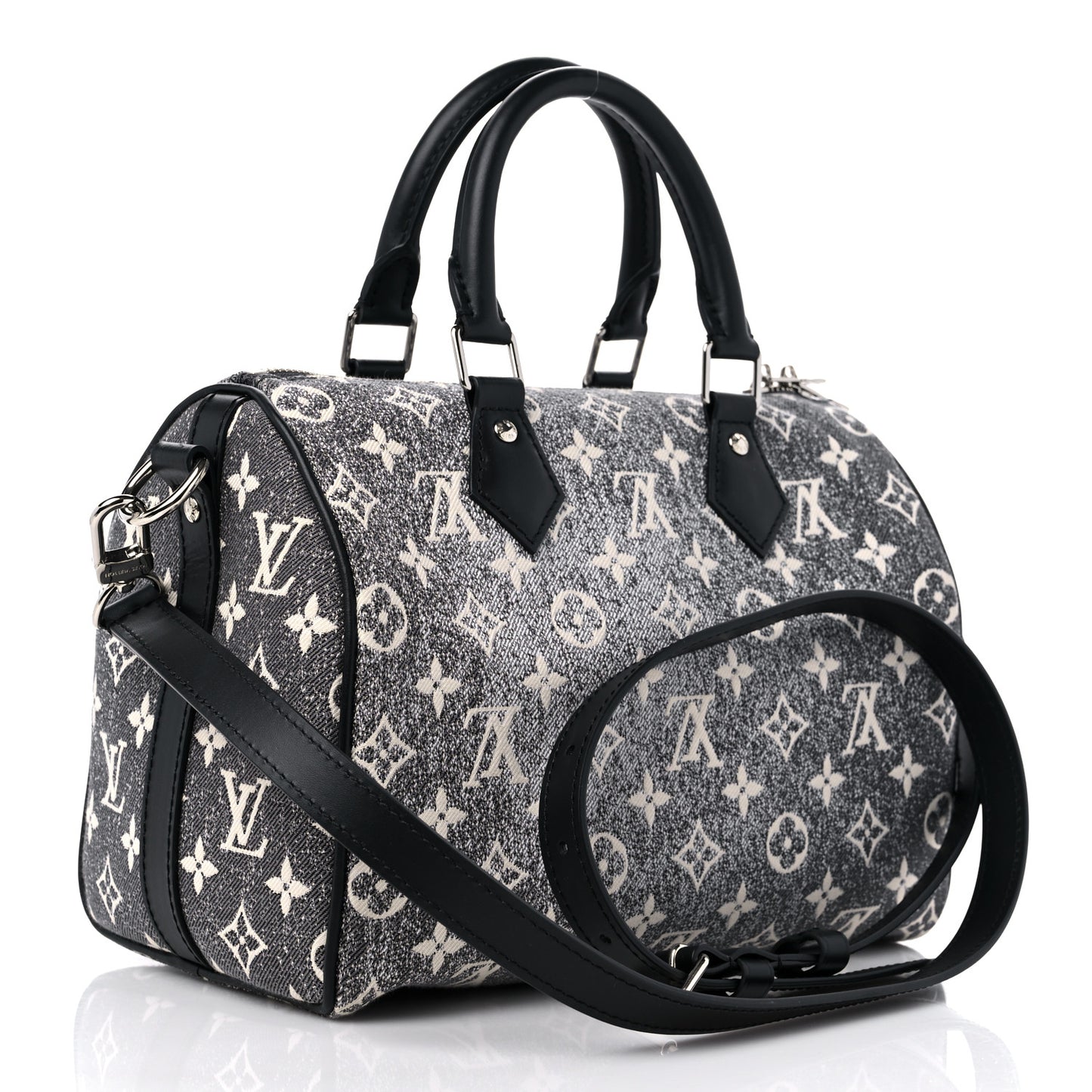 Denim Monogram Jacquard Speedy Bandouliere 25 Black