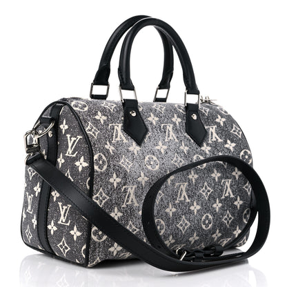 Louis Vuitton Denim Monogram Jacquard Speedy Bandouliere 25 Black 3 of 8