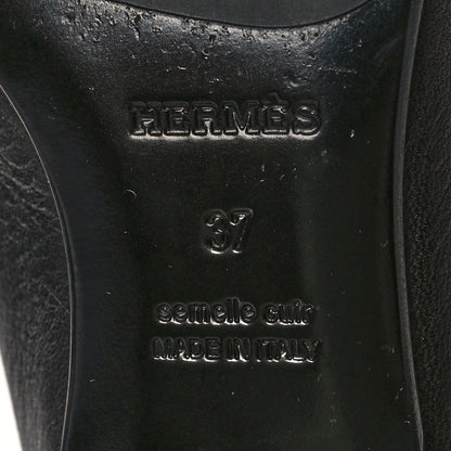 Hermes Goatskin Womens Paris Loafers 37 Black 7 of 9
