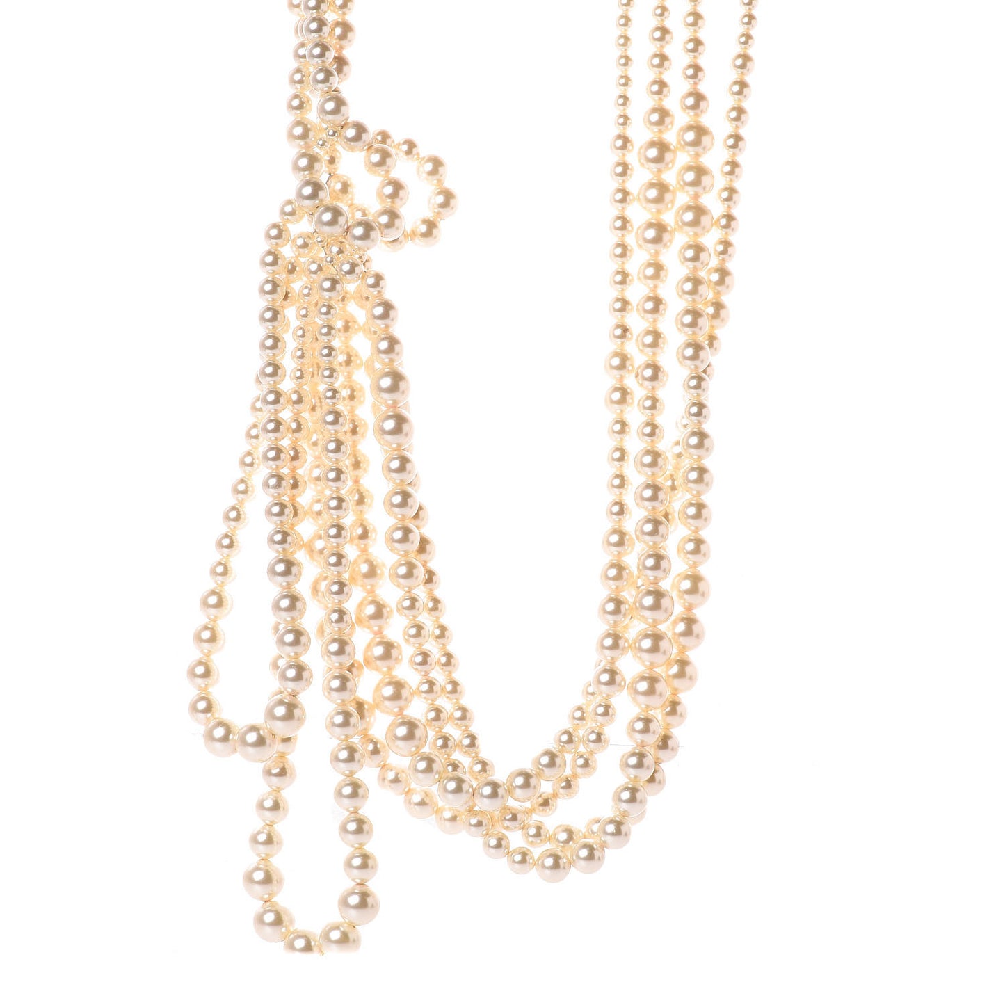 Pearl Multi Strand CC Necklace Gold