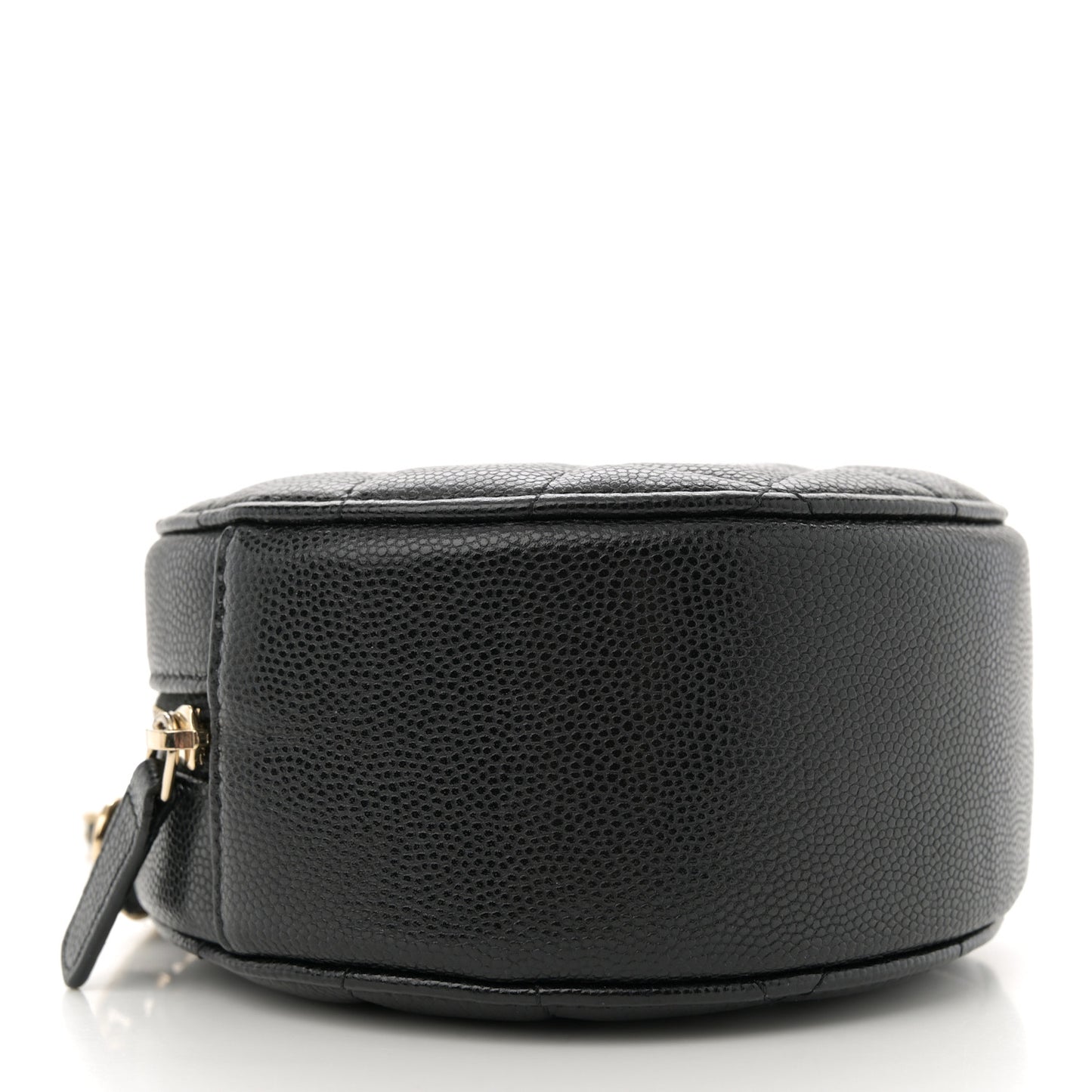 Caviar Quilted Round Clutch With Chain Black