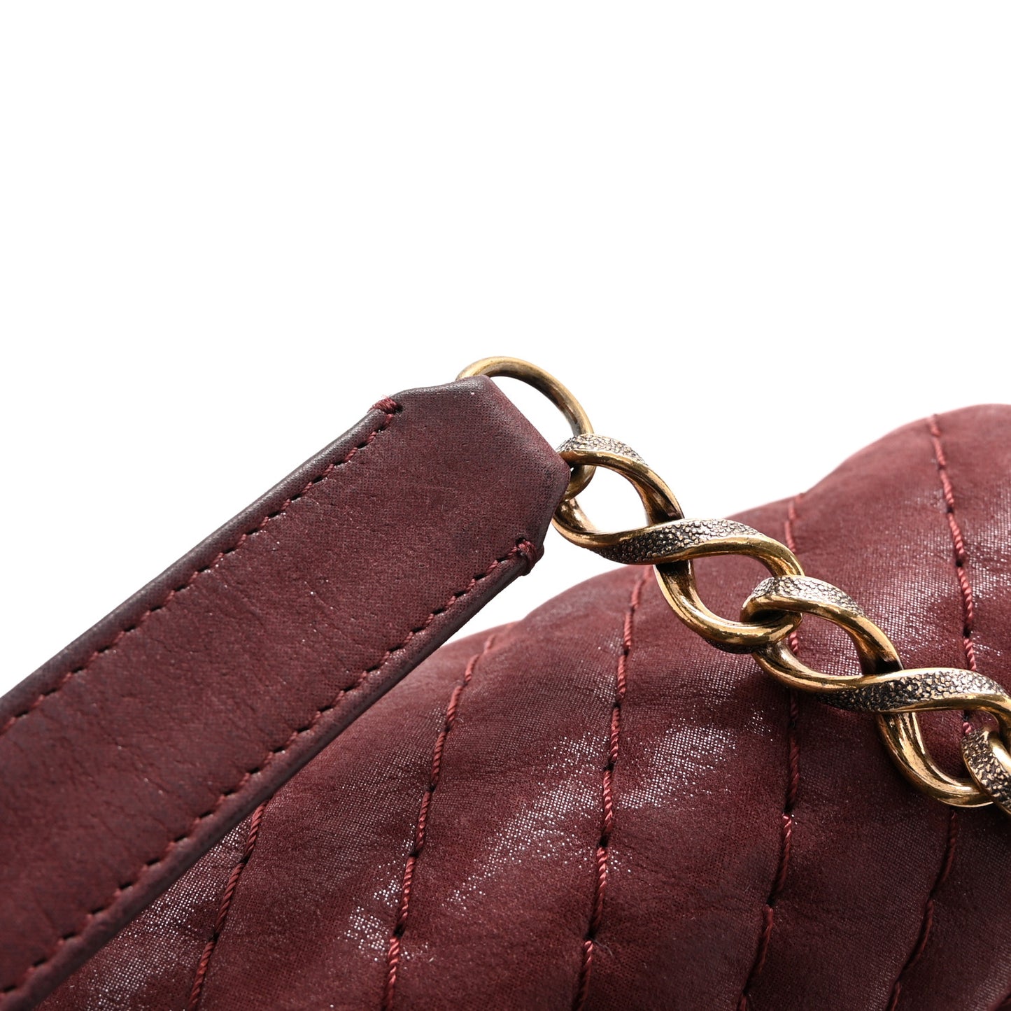Iridescent Calfskin Surpique Chevron Flap Burgundy