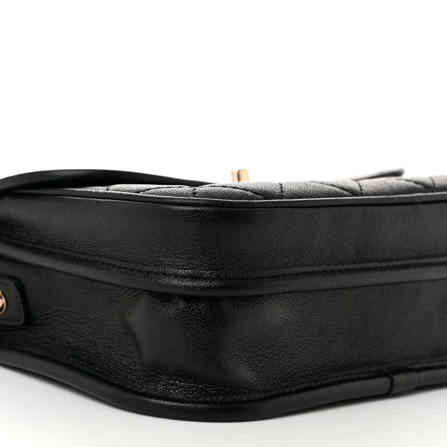 Caviar Quilted Round Messenger Flap Black
