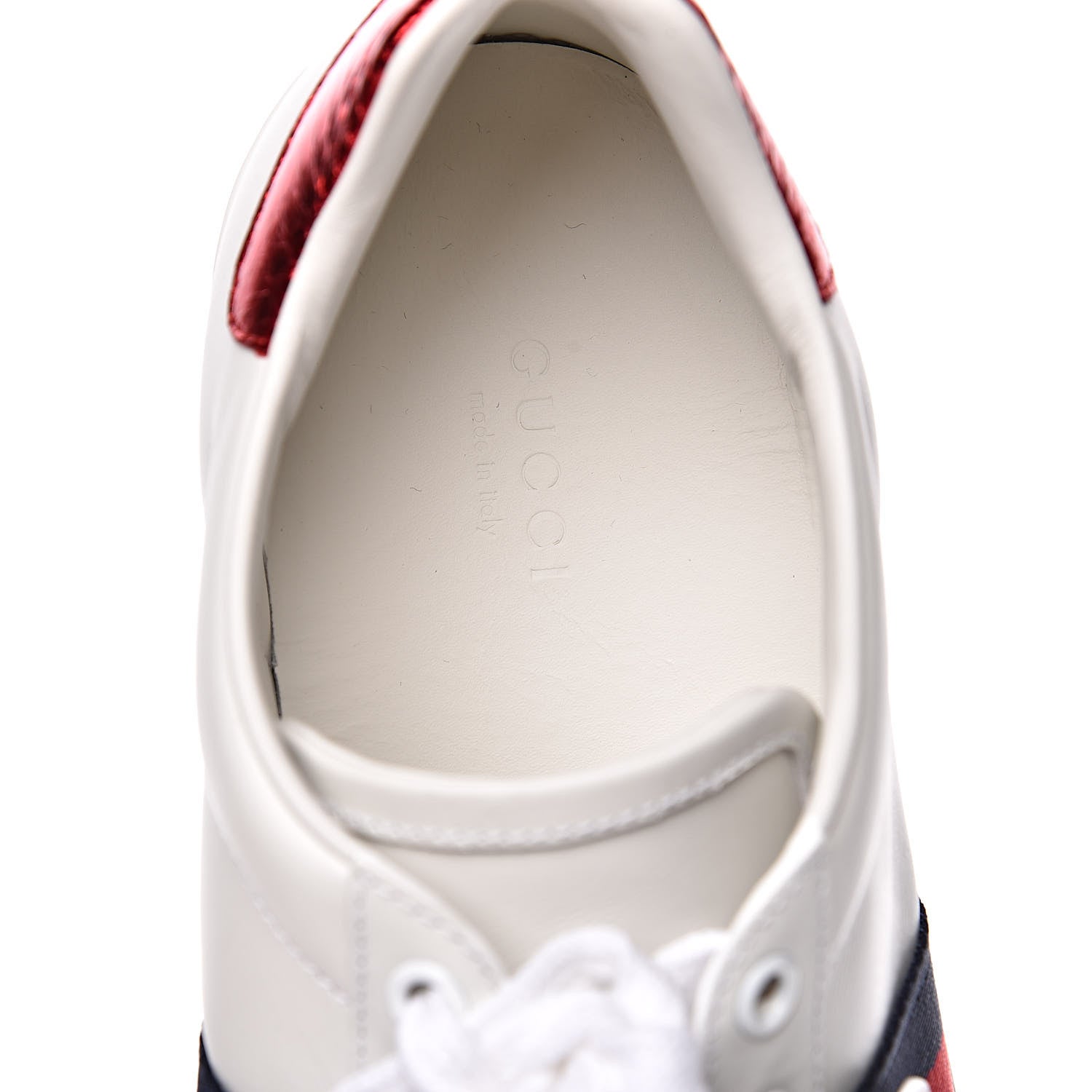 Gucci Calfskin Ayers Blind For Love Embroidered Womens Ace Sneakers 39.5 White 7 of 11