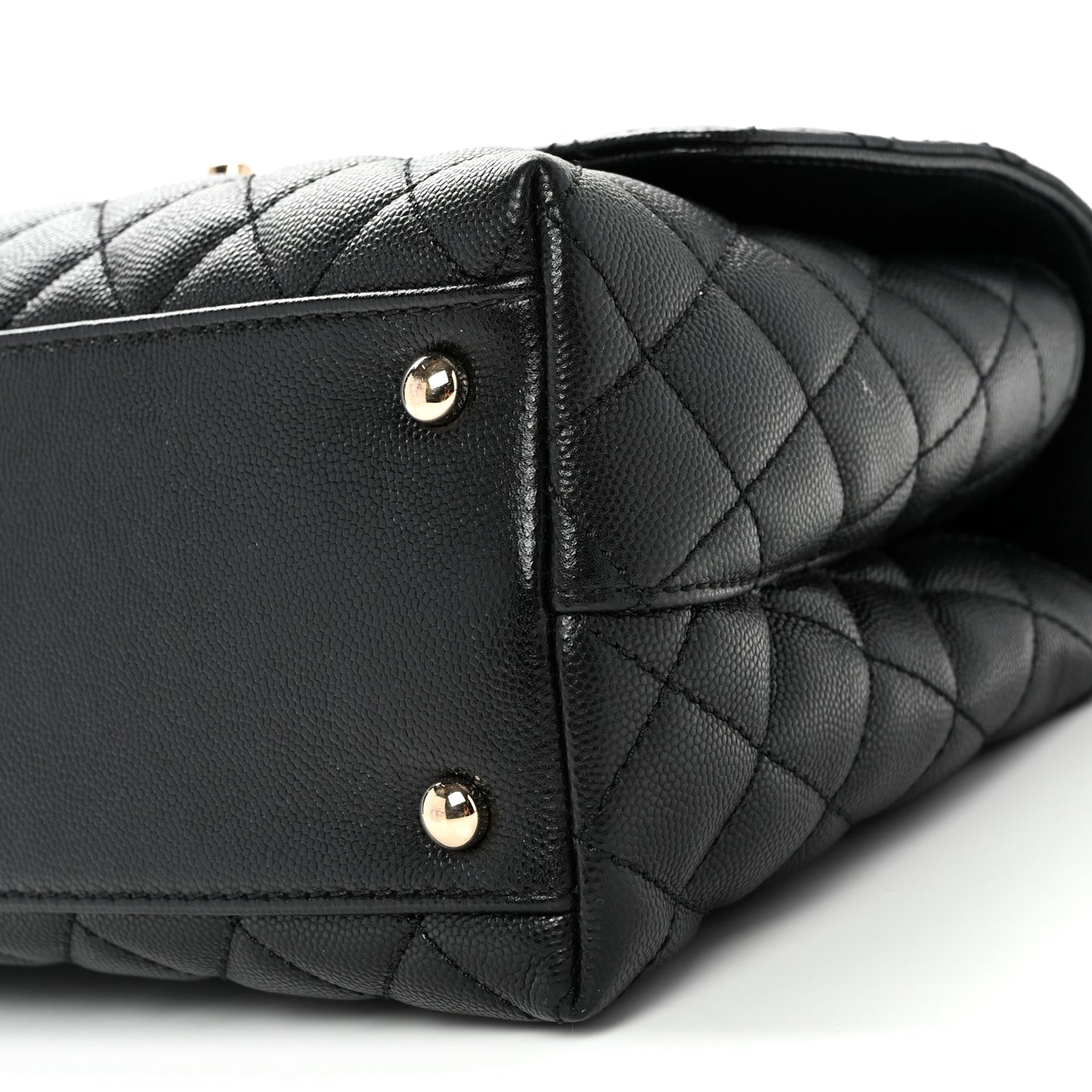 Caviar Quilted Small Coco Handle Flap Black