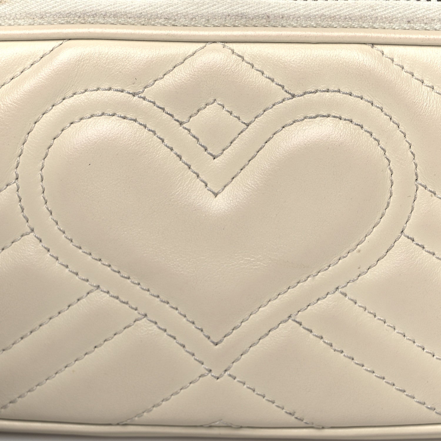 Gucci Calfskin Matelasse Mini GG Marmont Chain Crossbody Bag White 11 of 11