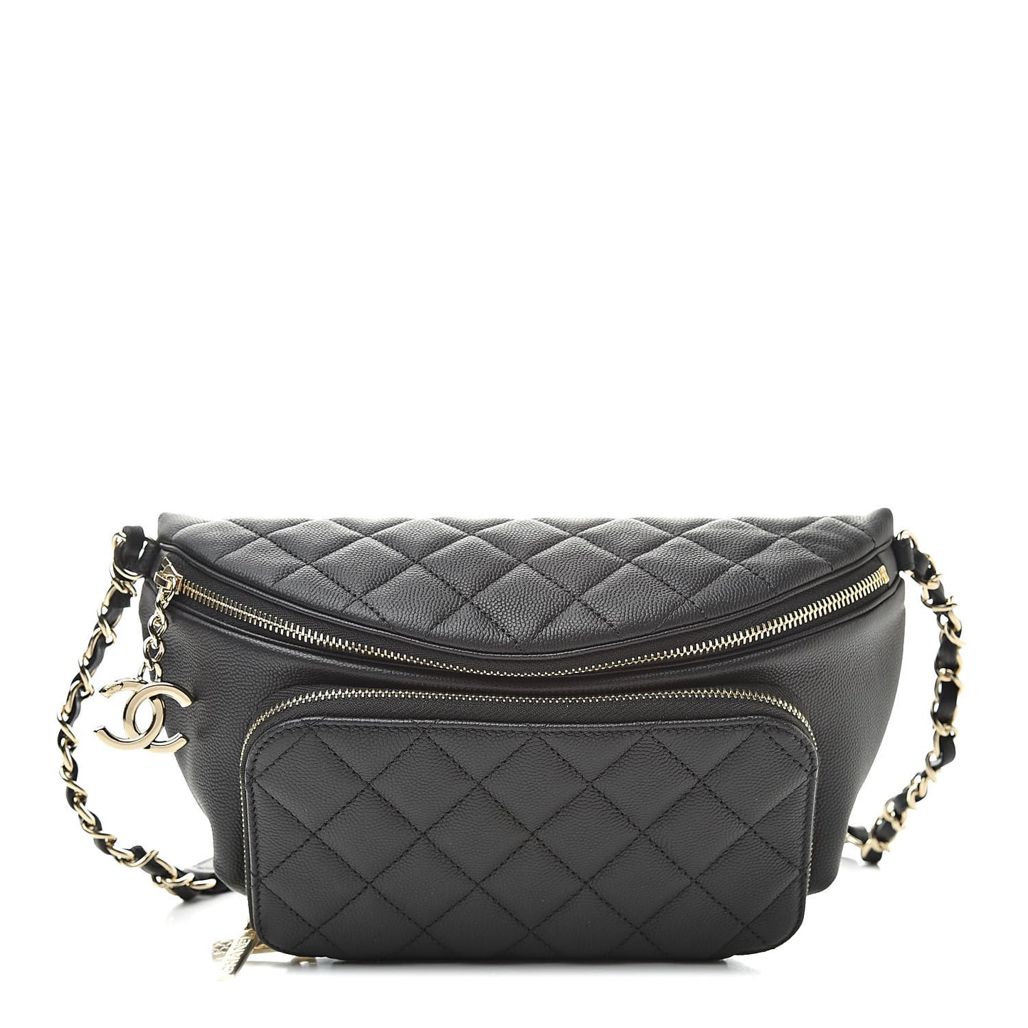 Caviar Quilted Business Affinity Waist Belt Bag Black
