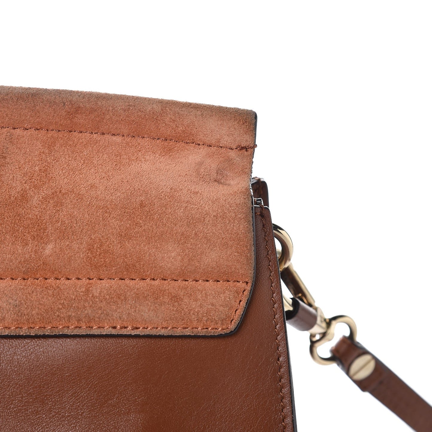 Suede Calfskin Medium Faye Shoulder Bag Tobacco