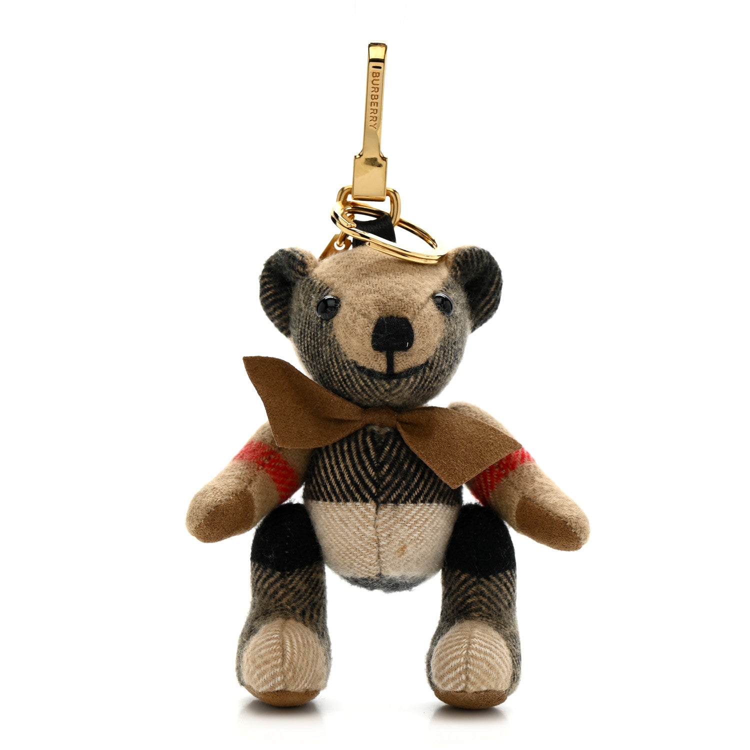 Burberry Cashmere House Check Thomas Bear Bag Charm Camel Gold 1 of 4