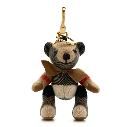 Burberry Cashmere House Check Thomas Bear Bag Charm Camel Gold 1 of 4