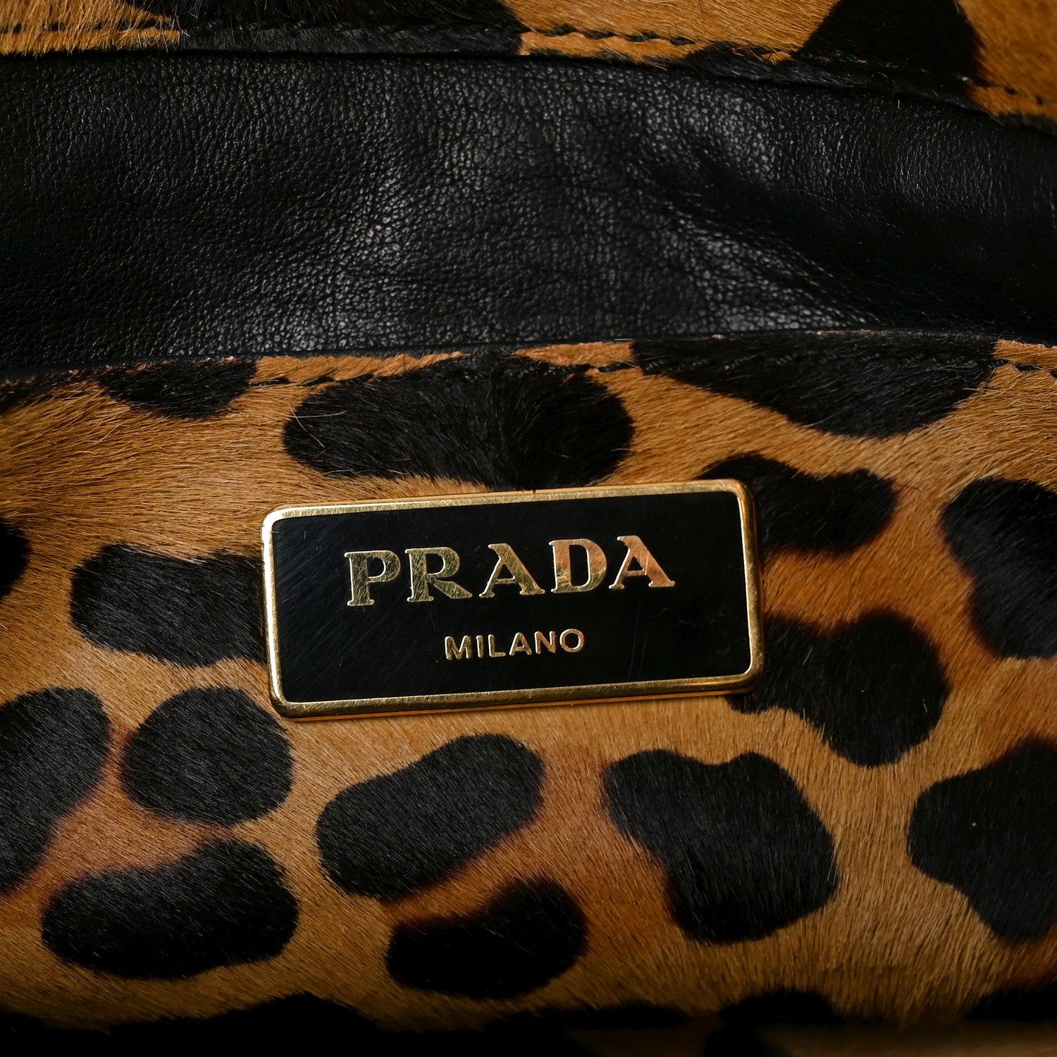 Prada Pony Hair Leopard Print Large Cavallino Miele Moro 1883663