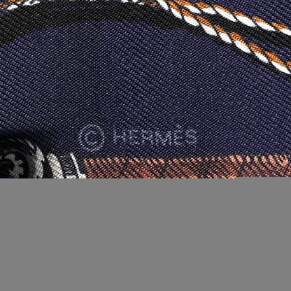 Hermes Silk Cavalcades Twilly Marine Gold Gris 4 of 4
