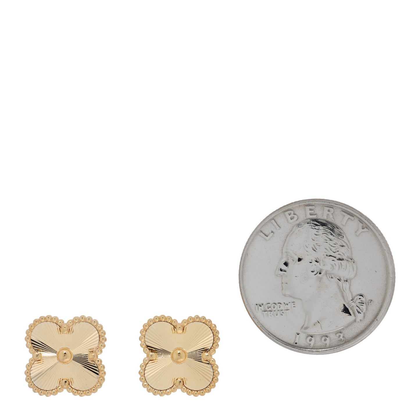 18K Yellow Gold Guilloche Vintage Alhambra Earrings