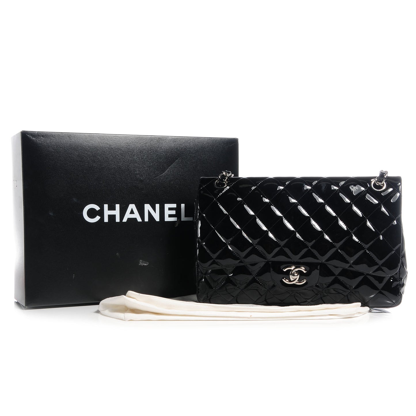 Patent Jumbo Double Flap Black