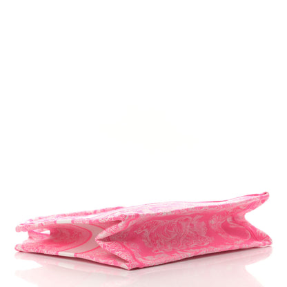 Christian Dior Canvas Embroidered Medium Dioriviera Toile De Jouy Book Tote Fluorescent Pink 3 of 11