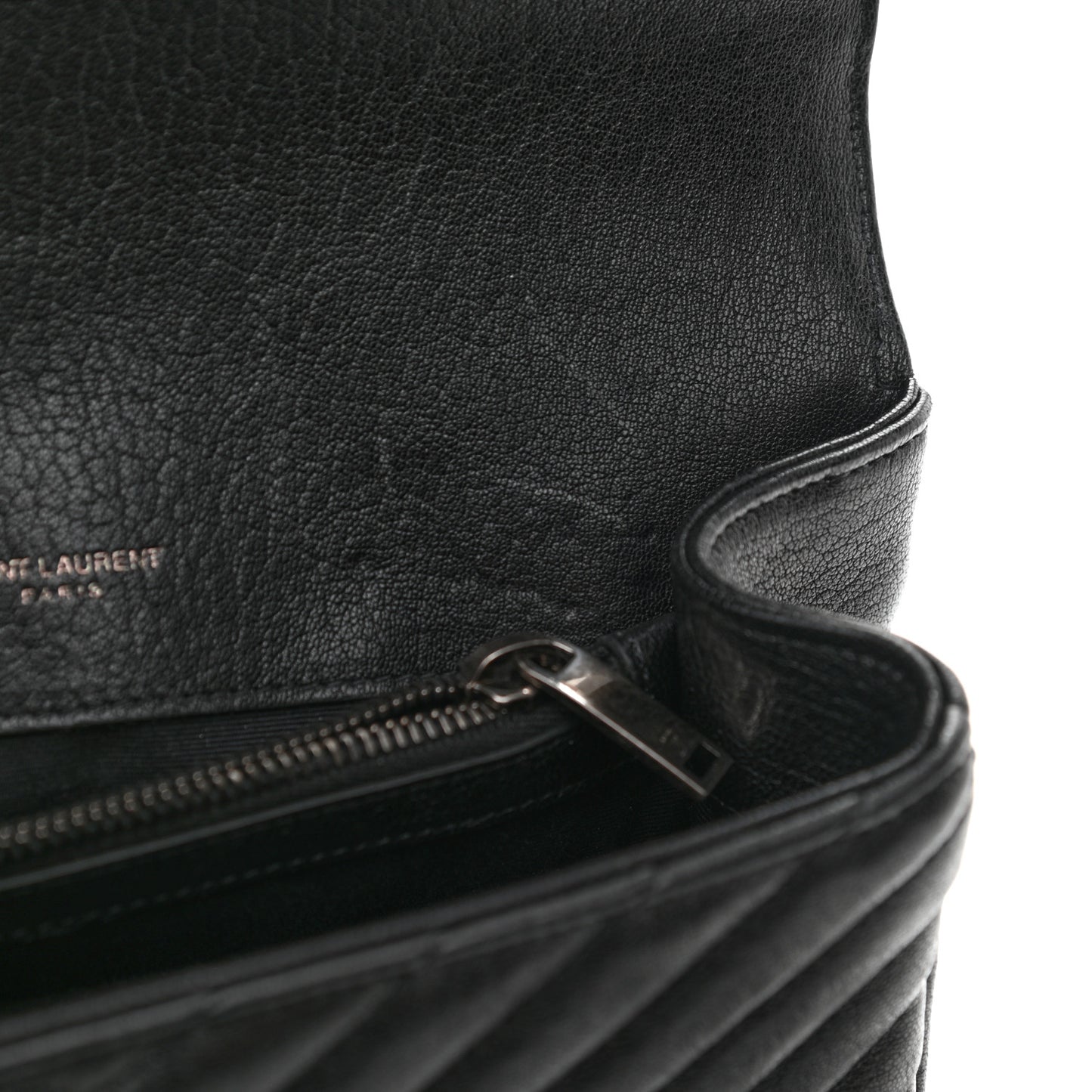 Sheepskin Matelasse Chevron Monogram Medium College Bag Black