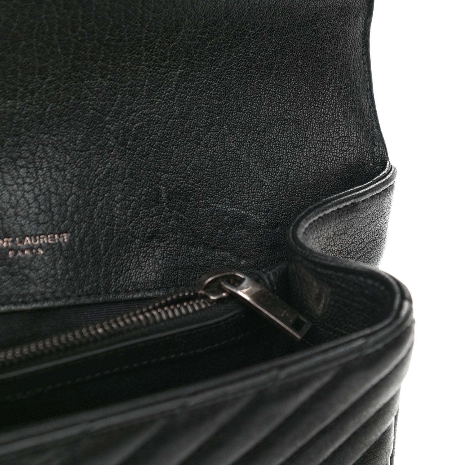 Saint Laurent Sheepskin Matelasse Chevron Monogram Medium College Bag Black 10 of 10