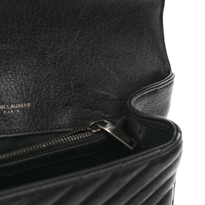Saint Laurent Sheepskin Matelasse Chevron Monogram Medium College Bag Black 10 of 10