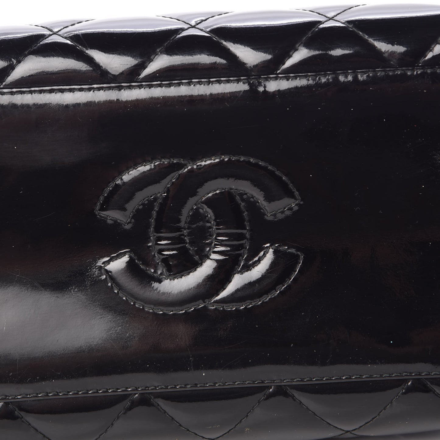 Patent Quilted Tote Black