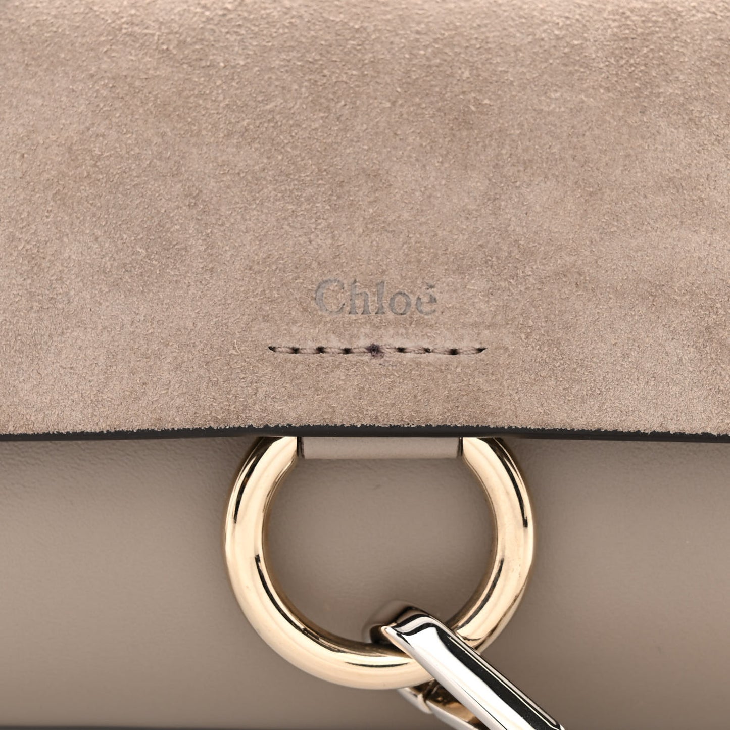 Suede Calfskin Mini Faye Shoulder Bag Motty Grey