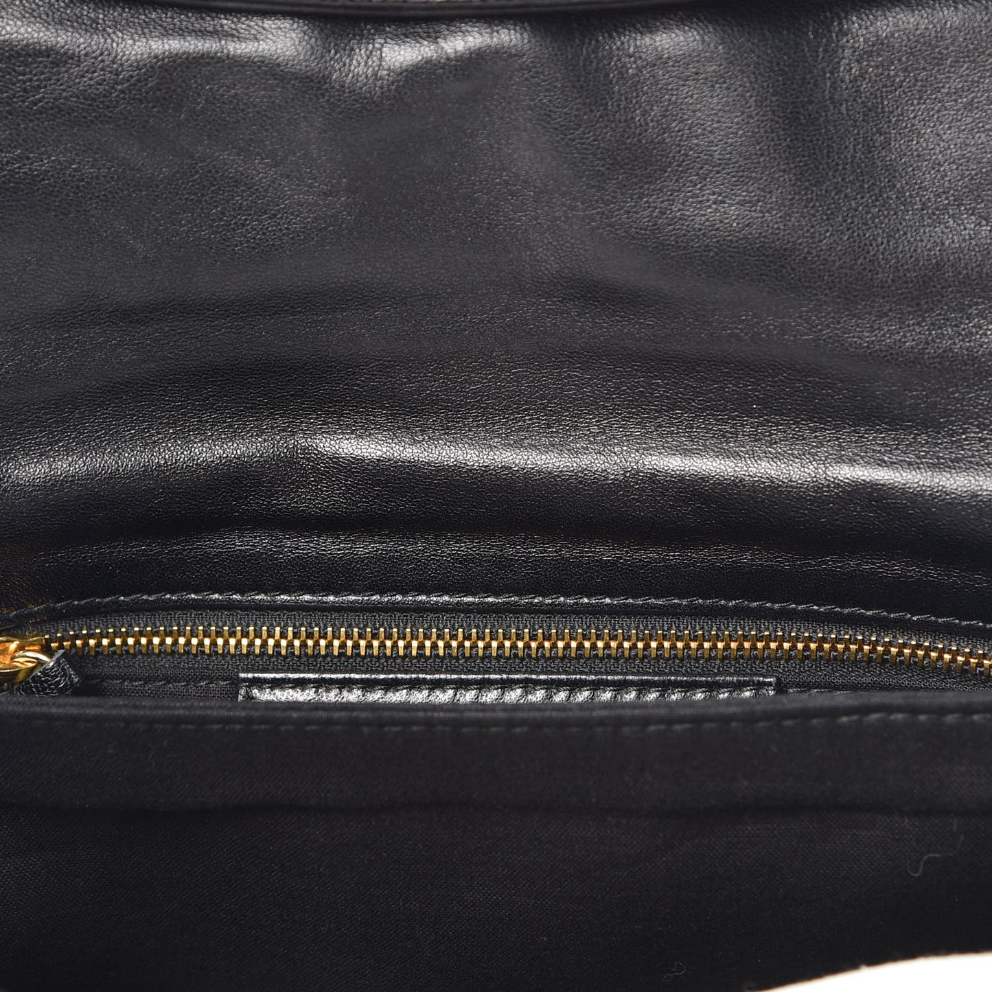 Chevre Gold Metallic Edge Hardware Envelope Clutch Black