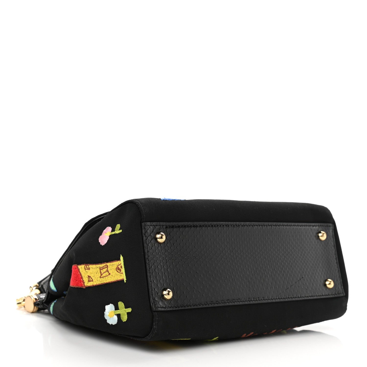 Dolce & Gabbana Neoprene Watersnake Embellished Medium Miss Sicily Satchel Black Multicolor 3 of 11