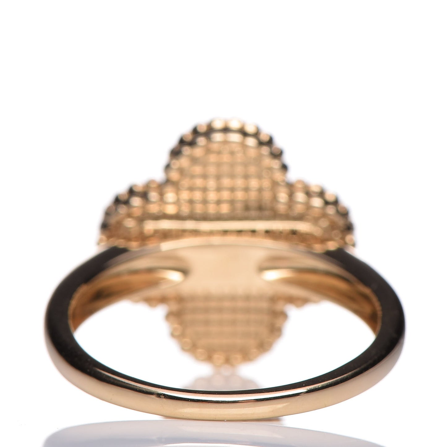 18K Yellow Gold Diamond Mother of Pearl Vintage Alhambra Ring 52 6