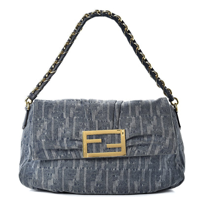 Fendi Denim Zucca Mia Shoulder Flap Blue 1 of 17
