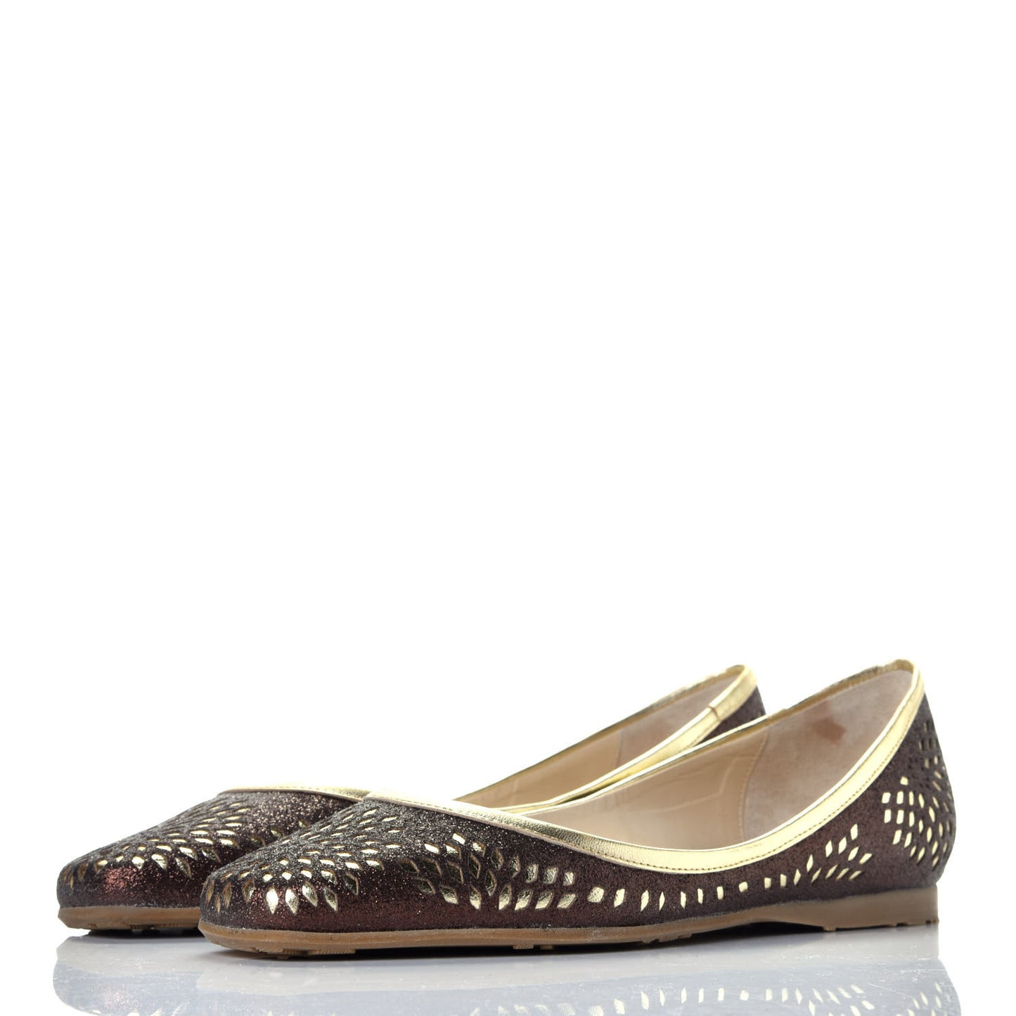 Metallic Calfskin Laser Cut Flats 38 Bronze Gold