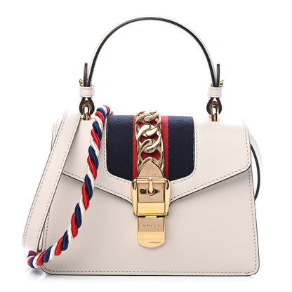 Gucci Calfskin Mini Sylvie Top Handle Bag White 1 of 6