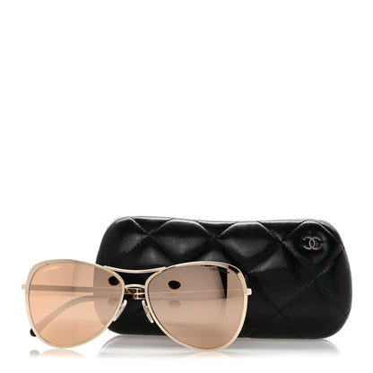 Chanel Metal Mirrored Pilot Summer Sunglasses 4223 Gold 8 of 8
