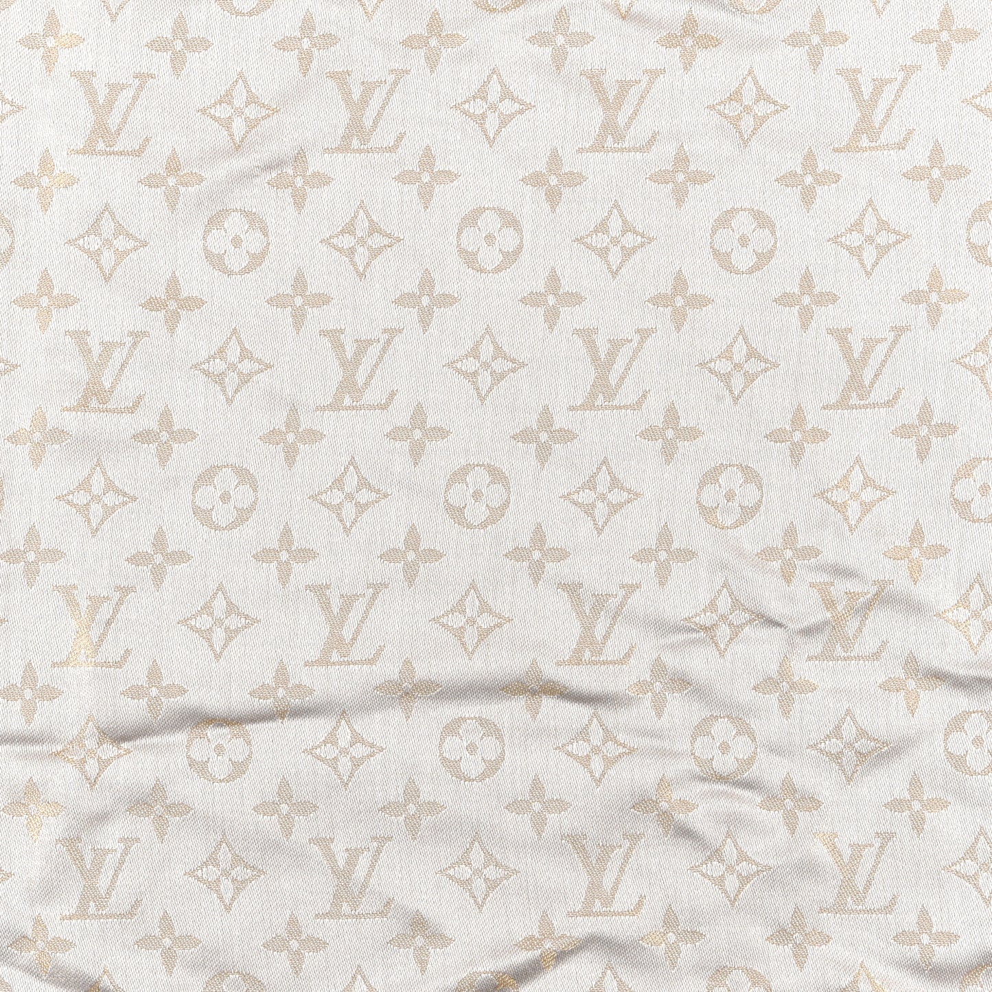 Silk Wool Monogram Shine Shawl Beige