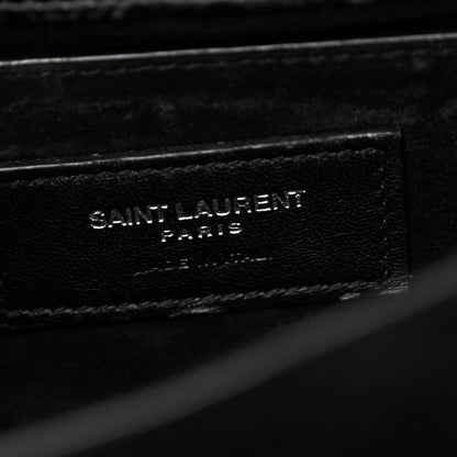Saint Laurent Calfskin Crocodile Embossed Medium Monogram Sunset Black 6 of 13
