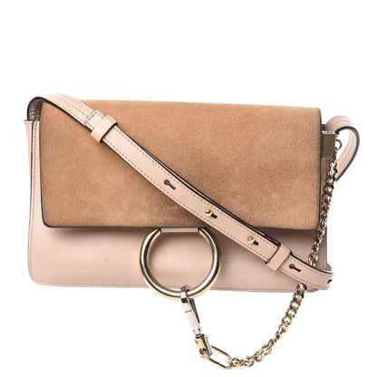 Chloe Suede Calfskin Small Faye Shoulder Bag Cement Pink 1 of 19