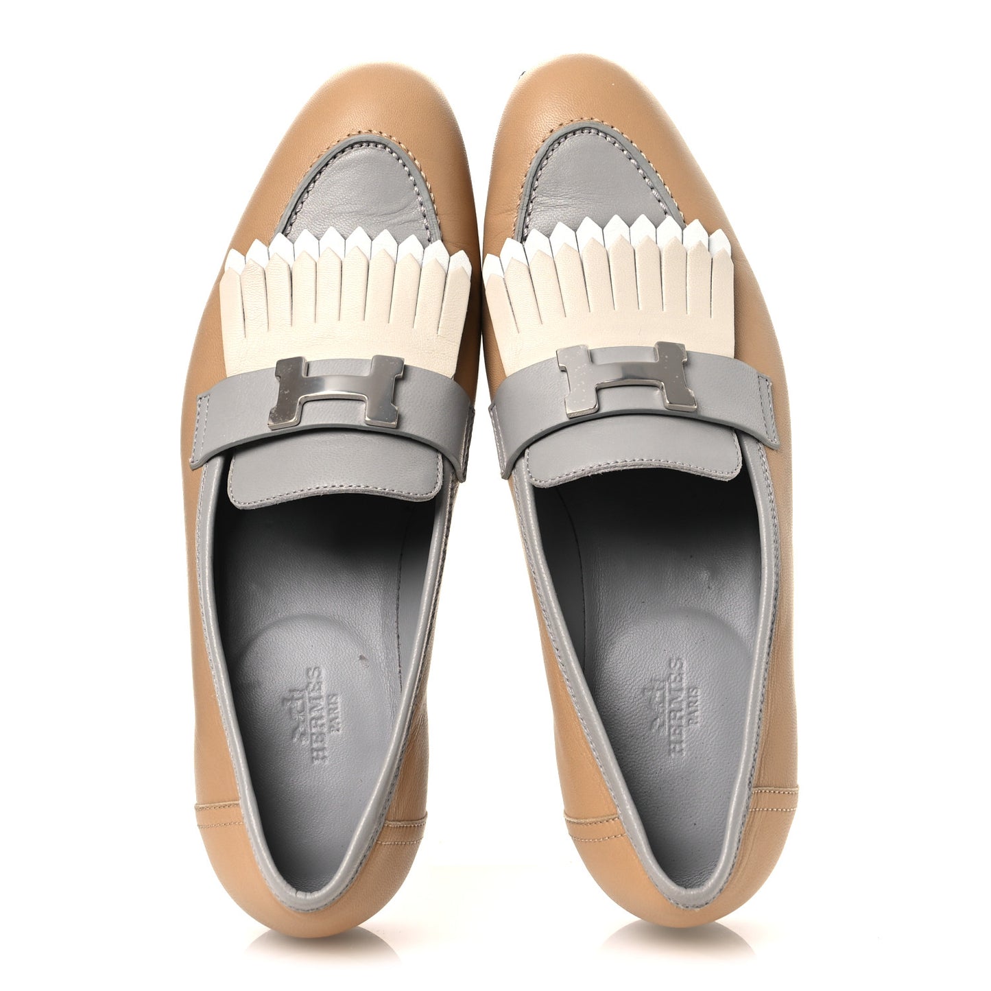 Goatskin Womens Royal Loafers 40 Beige Albinos