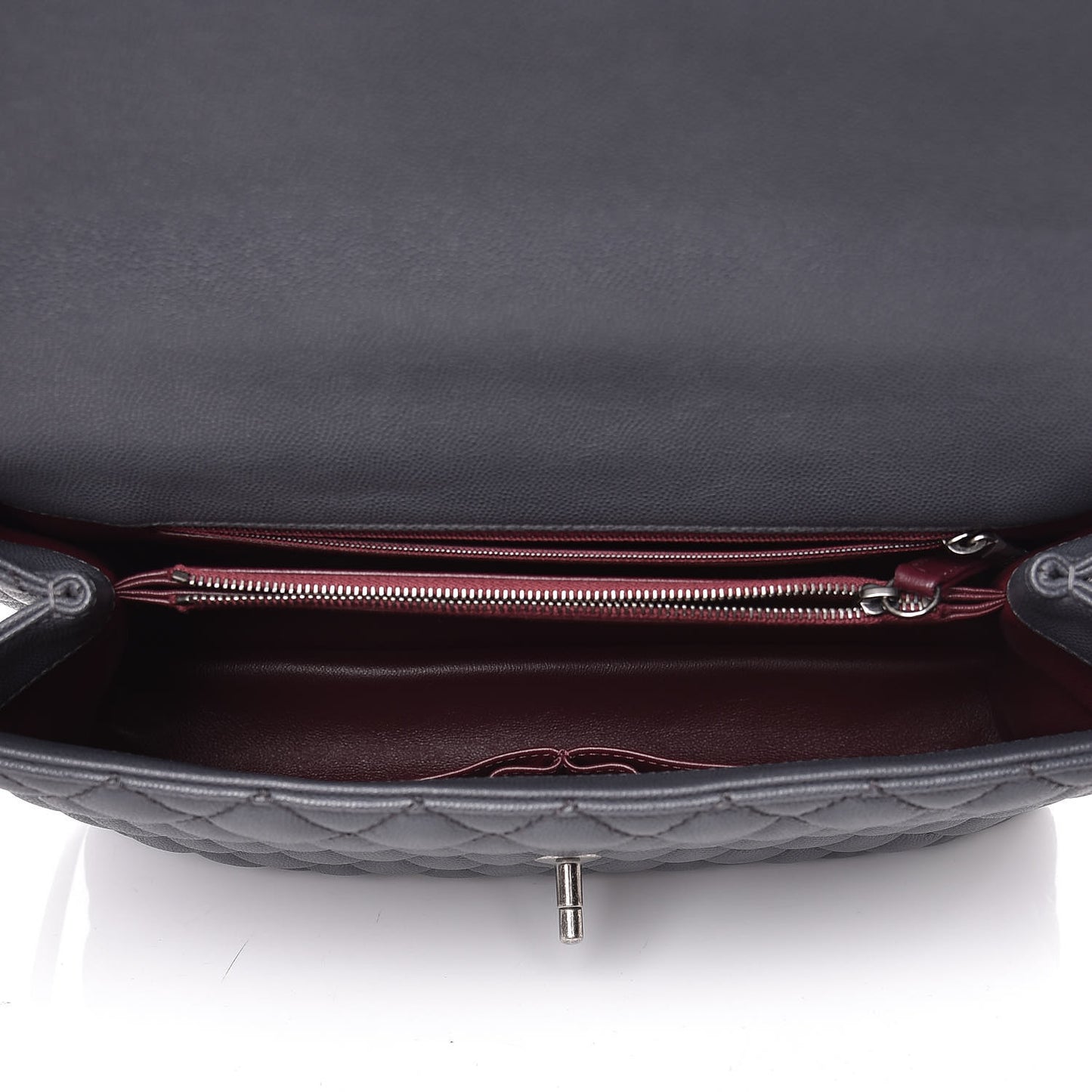 Caviar Lizard Quilted Medium Coco Handle Flap Grey