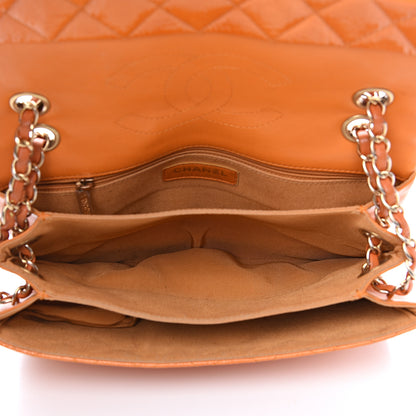 Chanel Patent Quilted 3 Pocket Accordion Flap Orange 4 of 12
