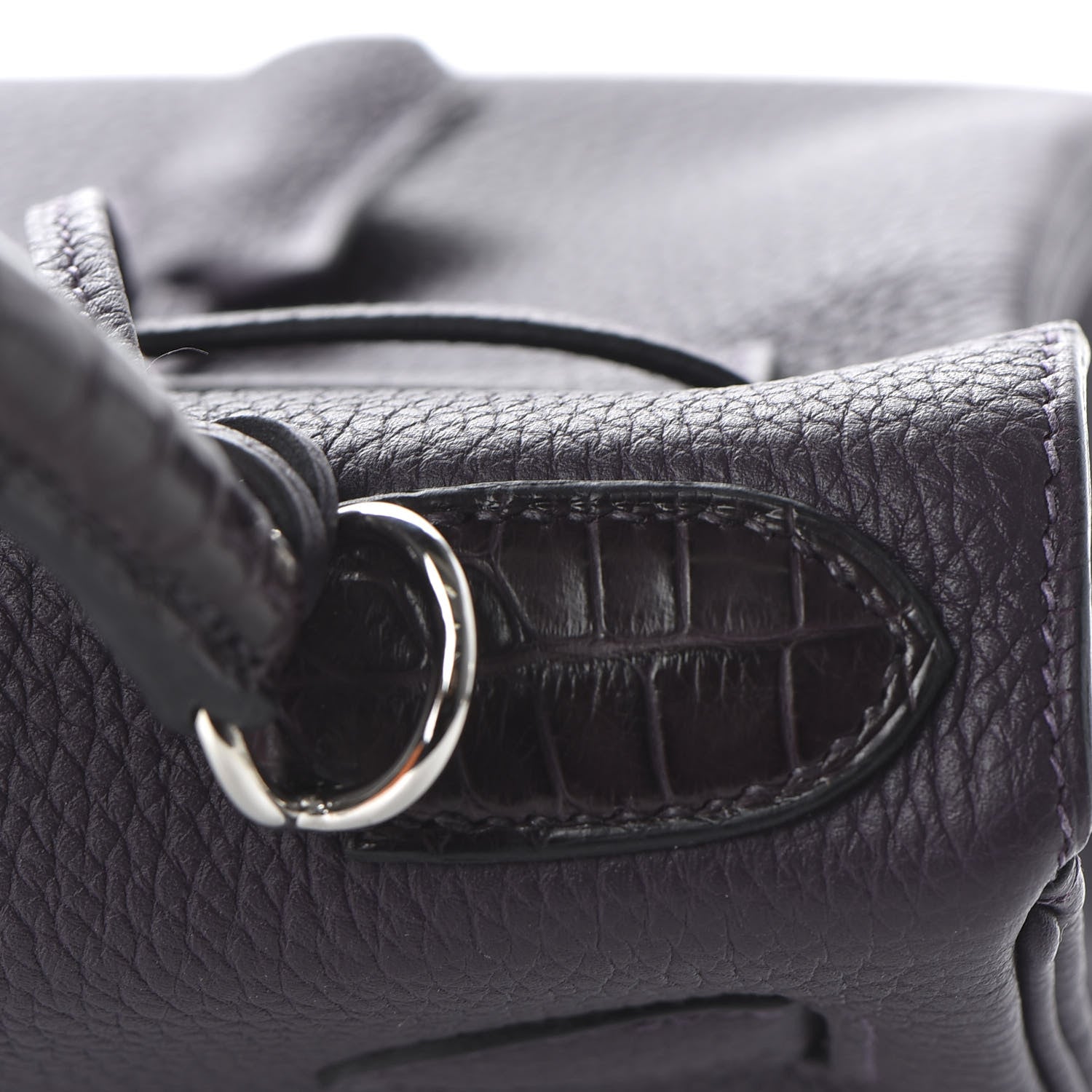 Hermes Togo Matte Alligator Kelly Retourne Touch 28 Raisin Prunoir 9 of 36
