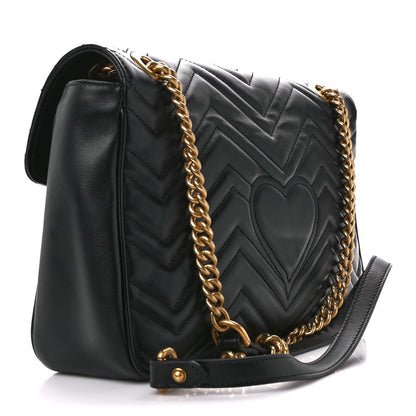 Gucci Calfskin Matelasse Medium GG Marmont Shoulder Bag Black 3 of 11