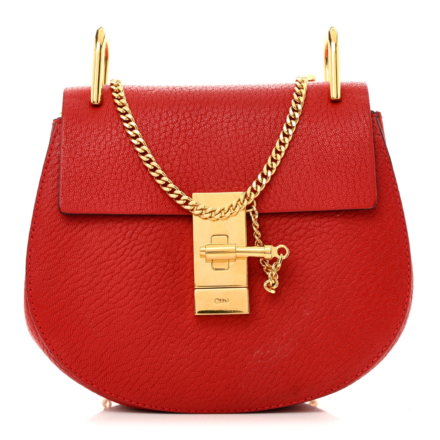 Grained Lambskin Mini Drew Shoulder Bag Plaid Red