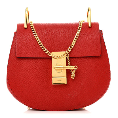 Chloe Grained Lambskin Mini Drew Shoulder Bag Plaid Red 1 of 11