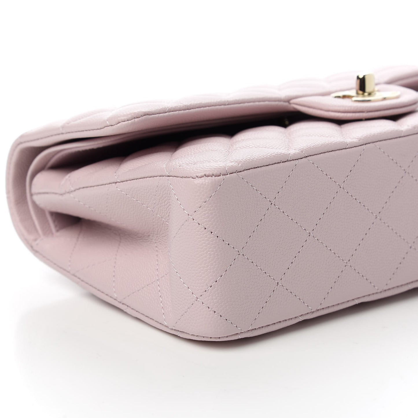Caviar Quilted Medium Double Flap Light Pink