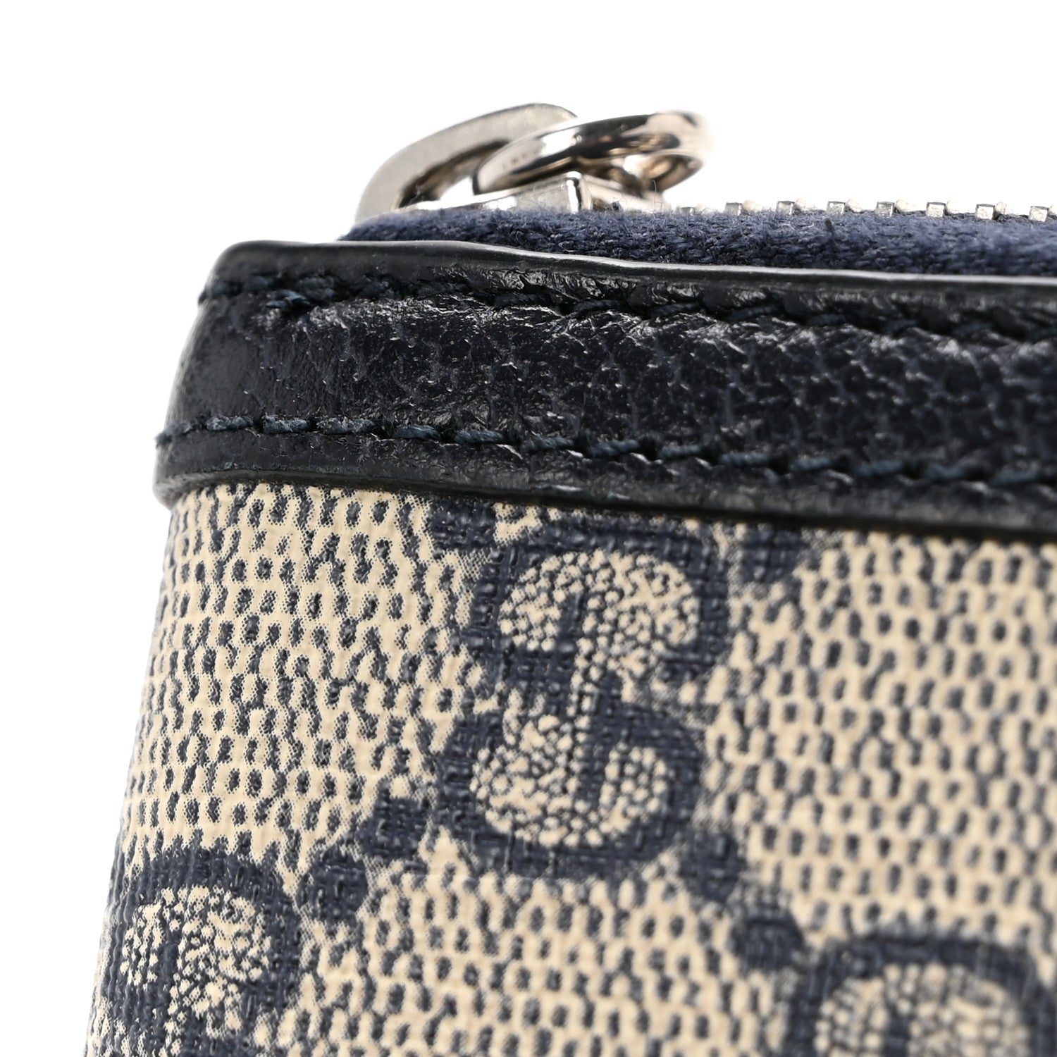Gucci GG Supreme Monogram Textured Dollar Calfskin Web Ophidia Zip Around Wallet Beige Blue 10 of 11