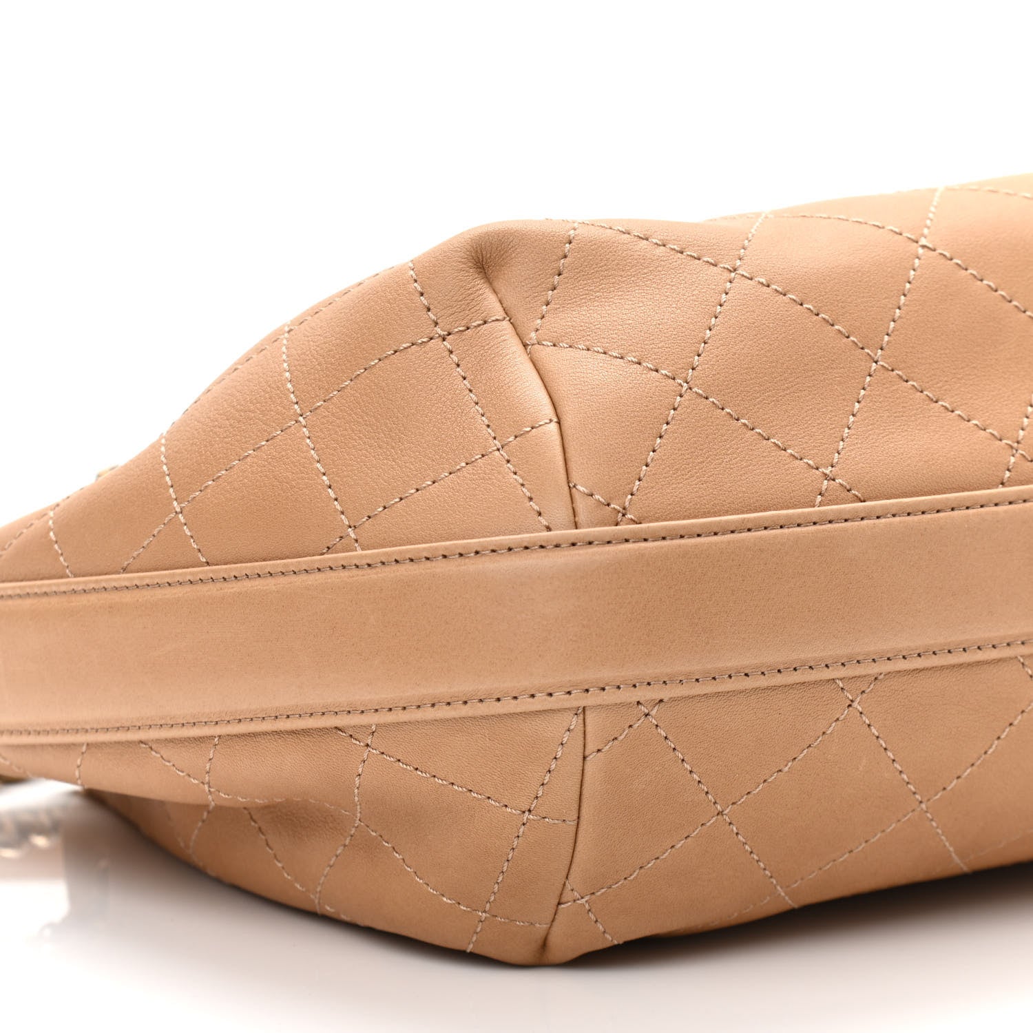 Chanel Calfskin Stitched Medium Drawstring CC Bag Beige 9 of 10